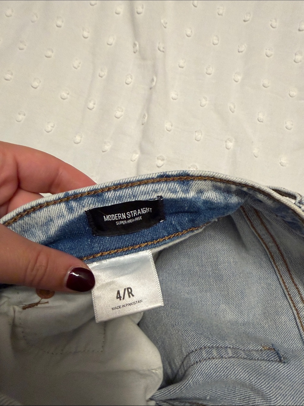 Express Light Blue Straight Leg Distressed Jeans - Picture 4 of 5